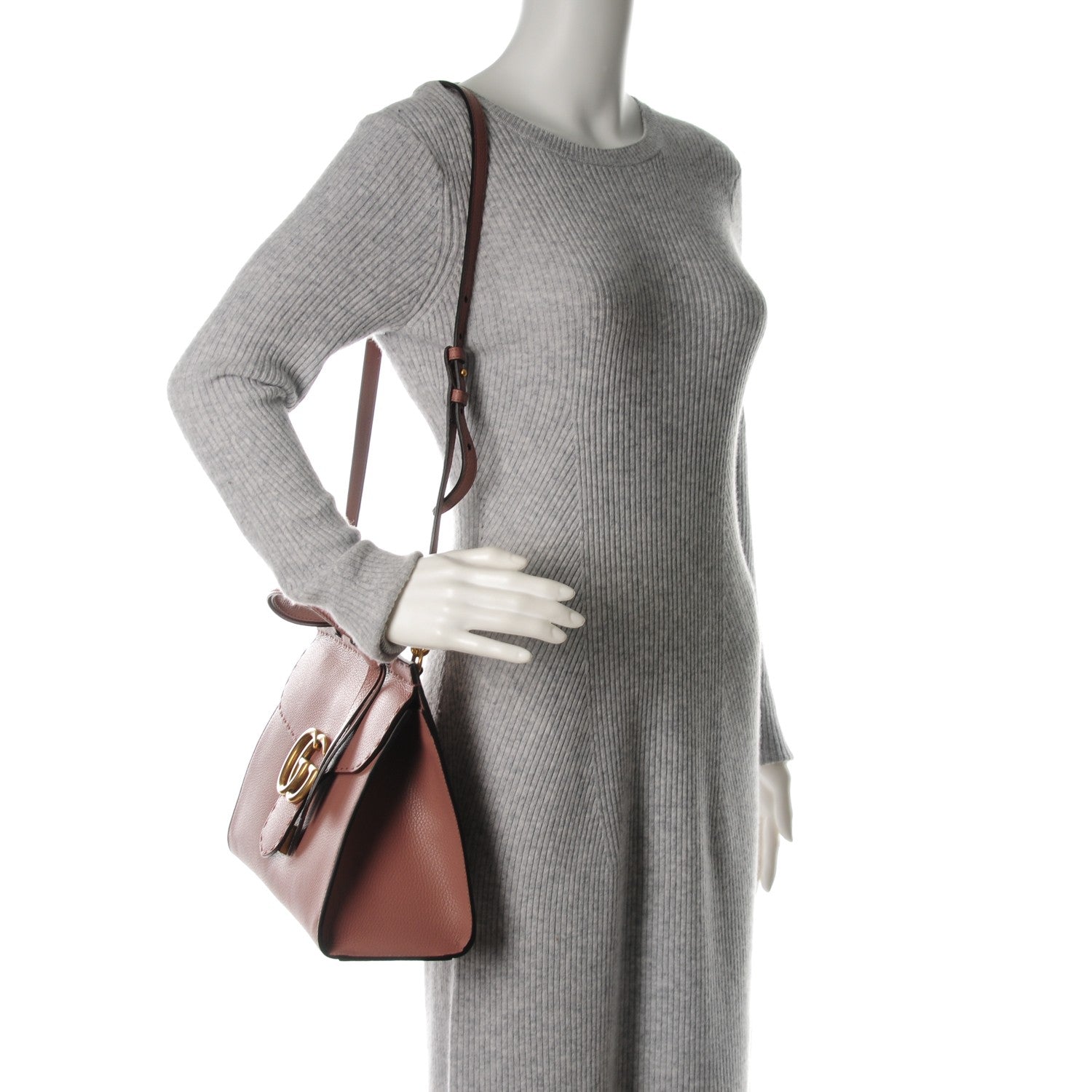 Gucci Calfskin Small GG Marmont Top Handle Bag Rosy Phard 2 of 7