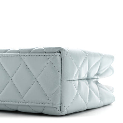 Chanel Shiny Aged Calfskin Quilted Nano Kelly Shopper Light Blue 10 of 11