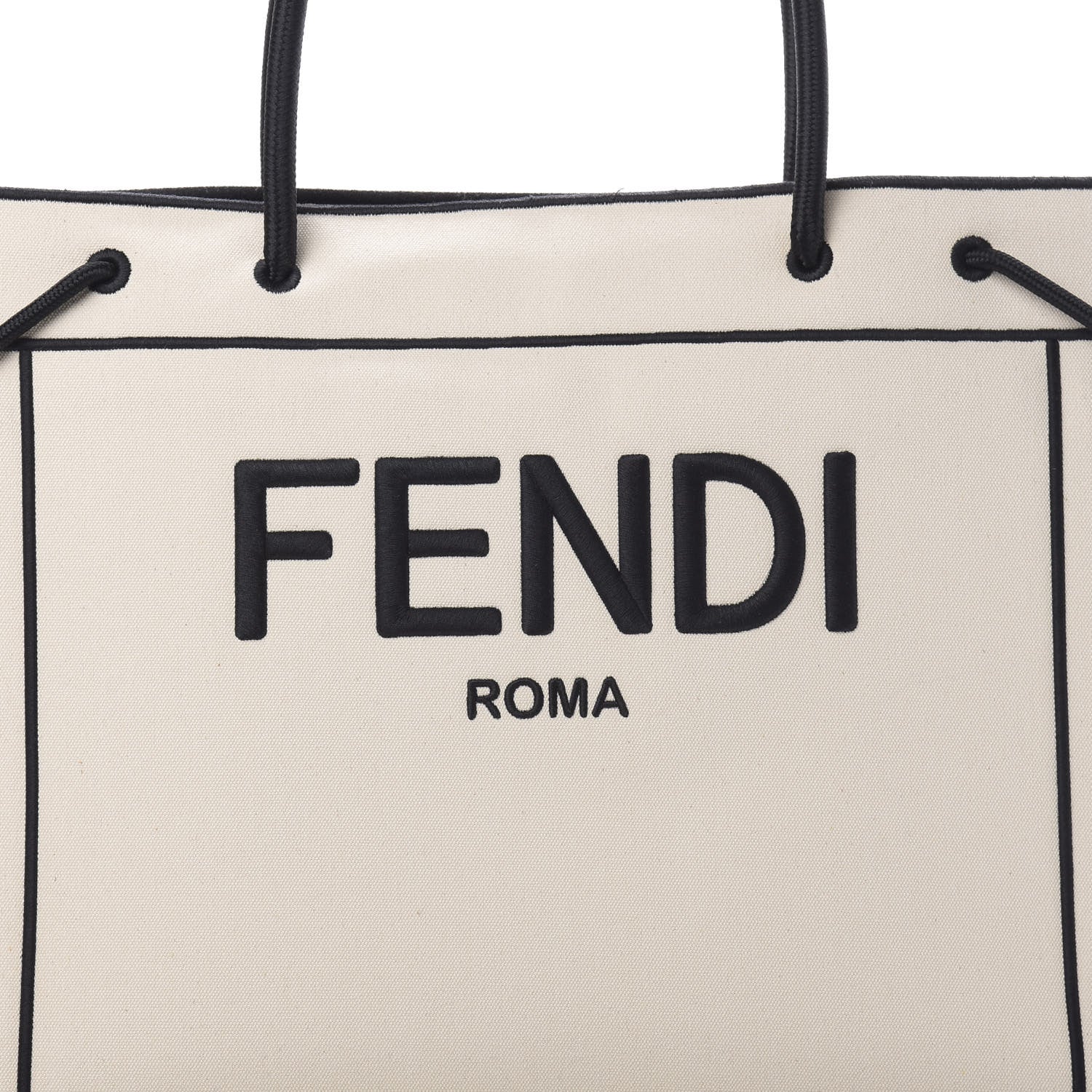 Fendi Canvas Logo Large Shopping Tote Grezzo Black 8 of 11