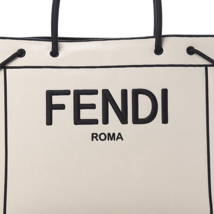 Fendi Canvas Logo Large Shopping Tote Grezzo Black 8 of 11