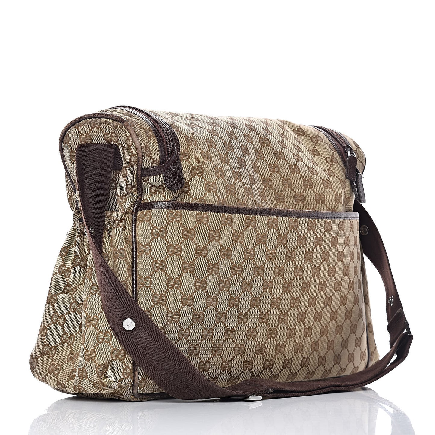 Monogram Natural Pigskin Large Diaper Bag Beige Ebony Cocoa Dark Chocolate
