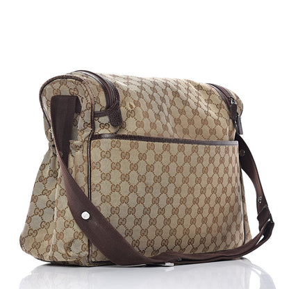 Gucci Monogram Natural Pigskin Large Diaper Bag Beige Ebony Cocoa Dark Chocolate 4 of 29