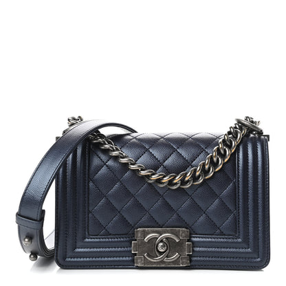 Chanel Iridescent Caviar Quilted Small Boy Flap Navy 1 of 11