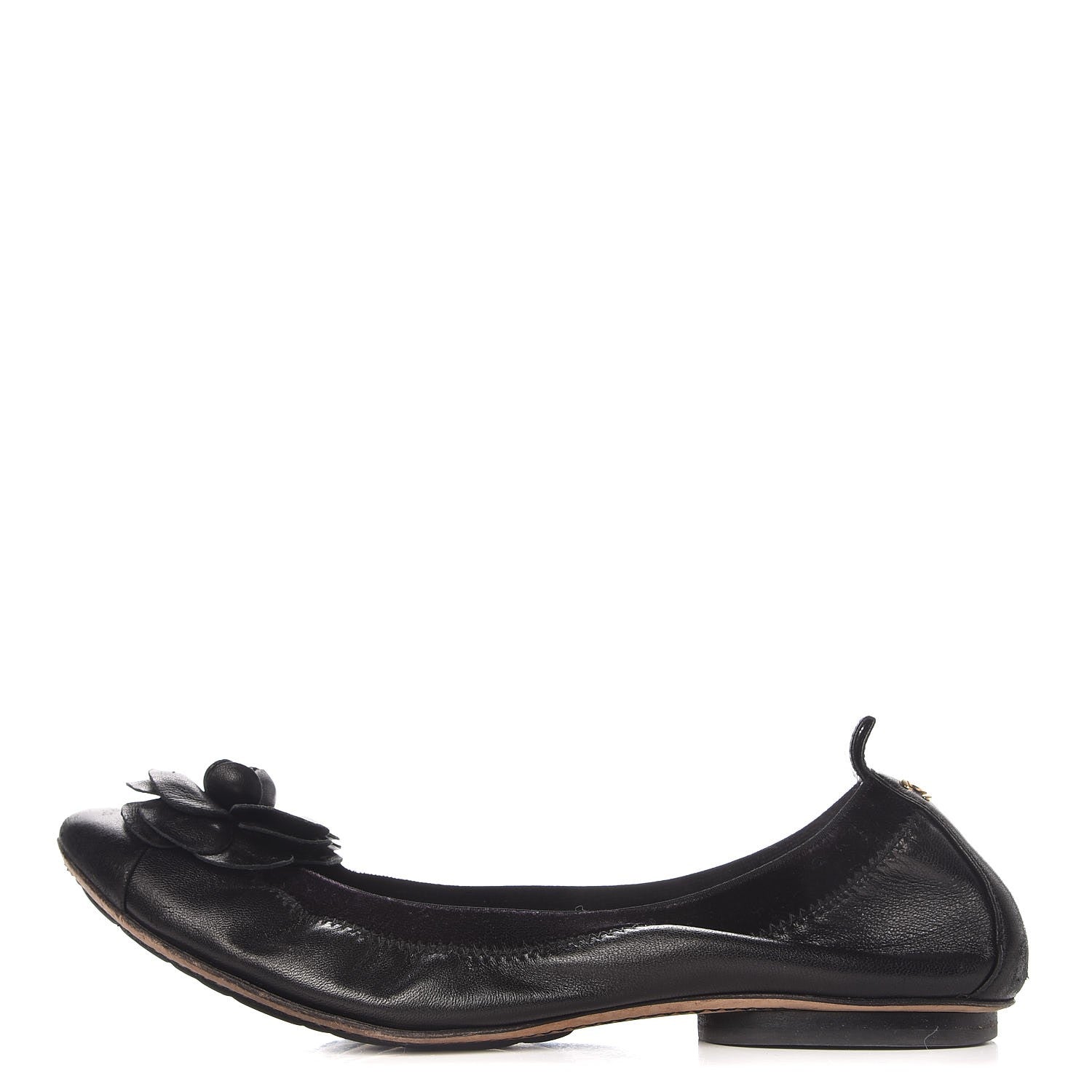 Chanel Lambskin Camellia Cap Toe Ballerina Flats 38 Black 1 of 13