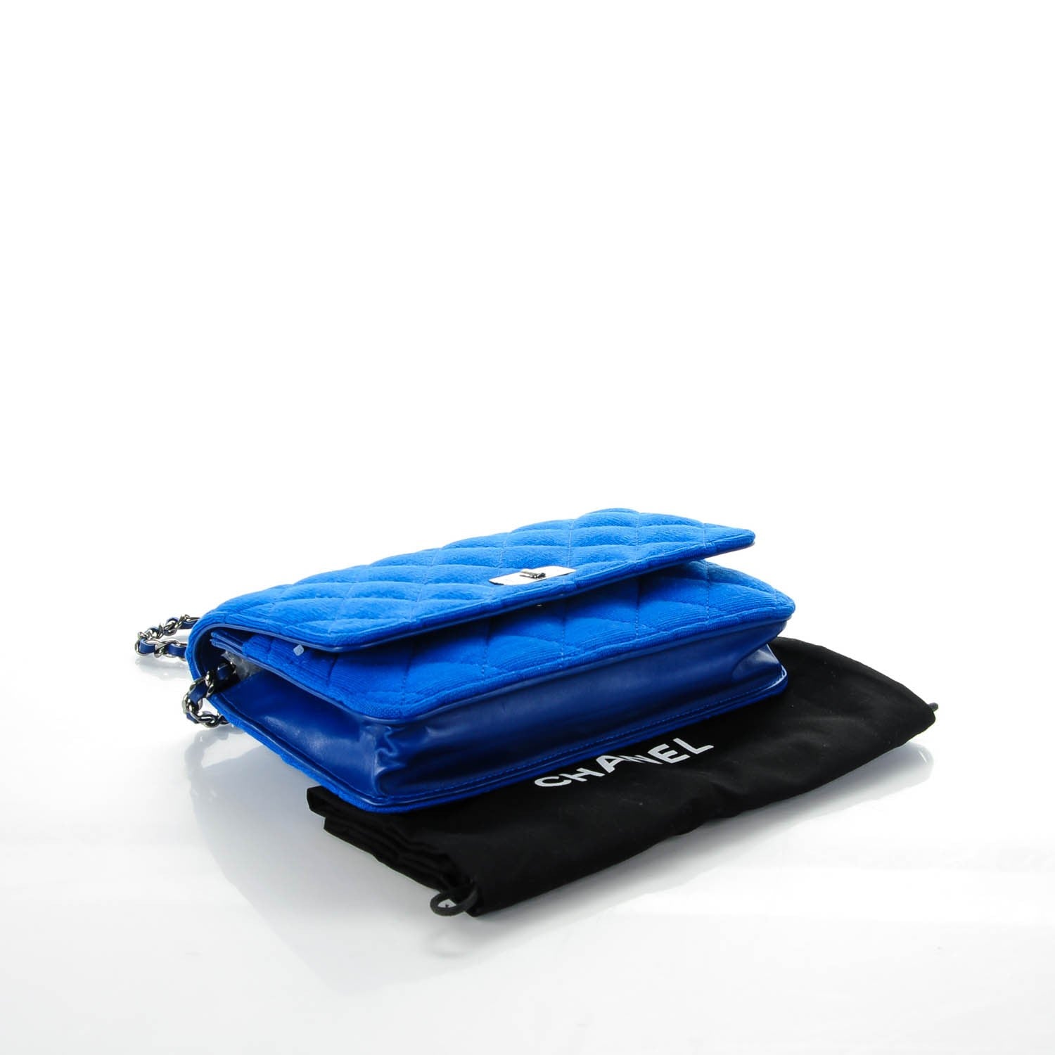 Chanel Jersey Quilted Reissue Wallet On Chain WOC Blue 4 of 8