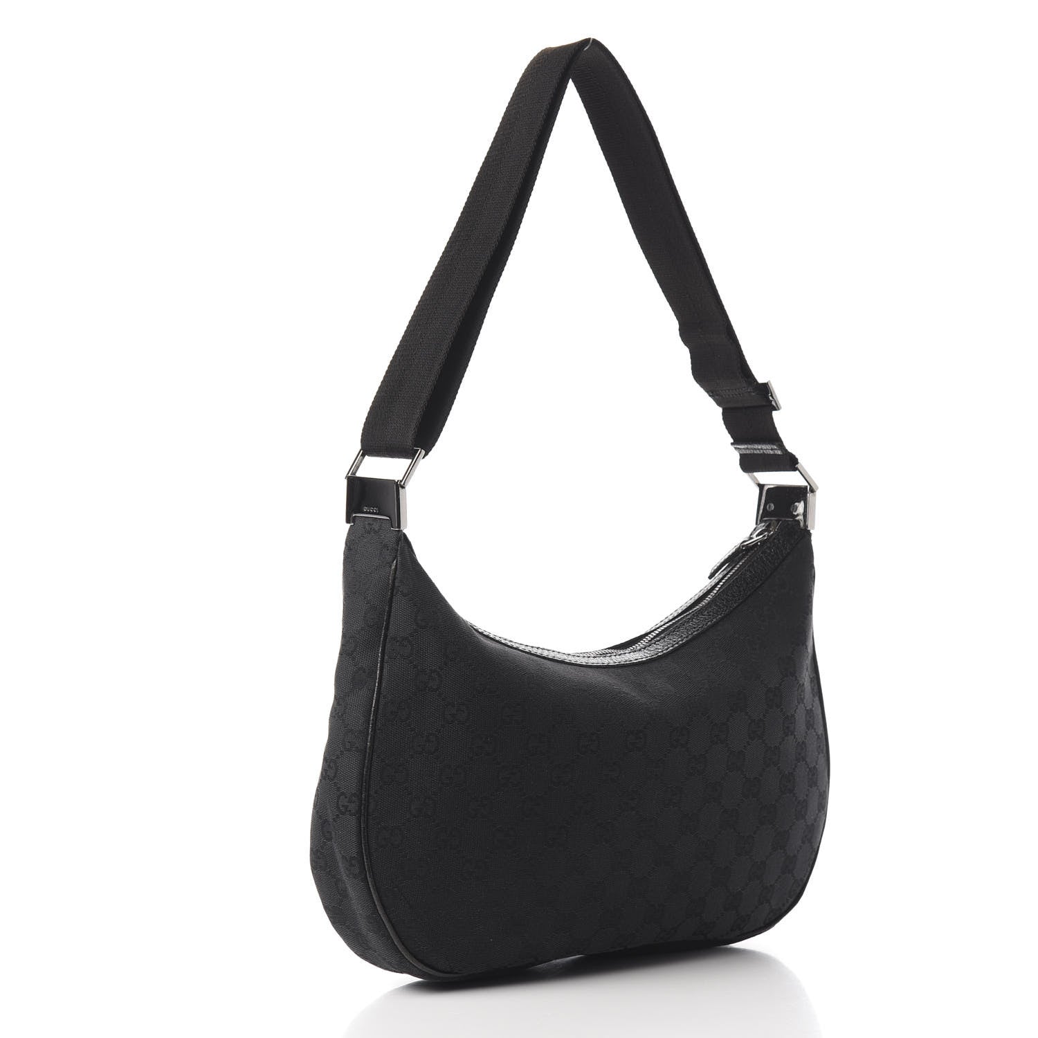 Gucci Monogram Medium Half Moon Hobo Black 2 of 10