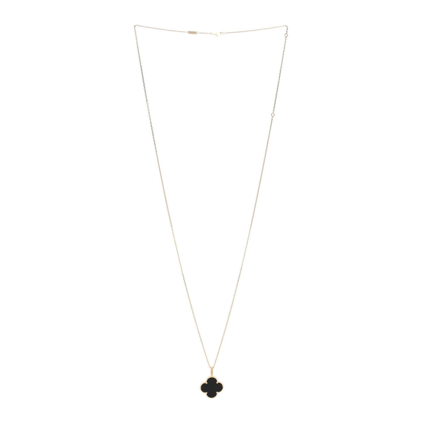 18K Yellow Gold Black Onyx Magic Alhambra Pendant Necklace