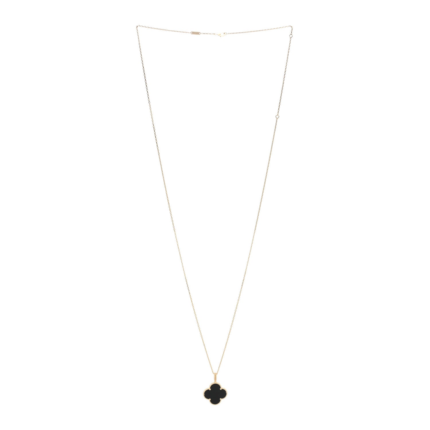 Van Cleef & Arpels 18K Yellow Gold Black Onyx Magic Alhambra Pendant Necklace 2 of 3