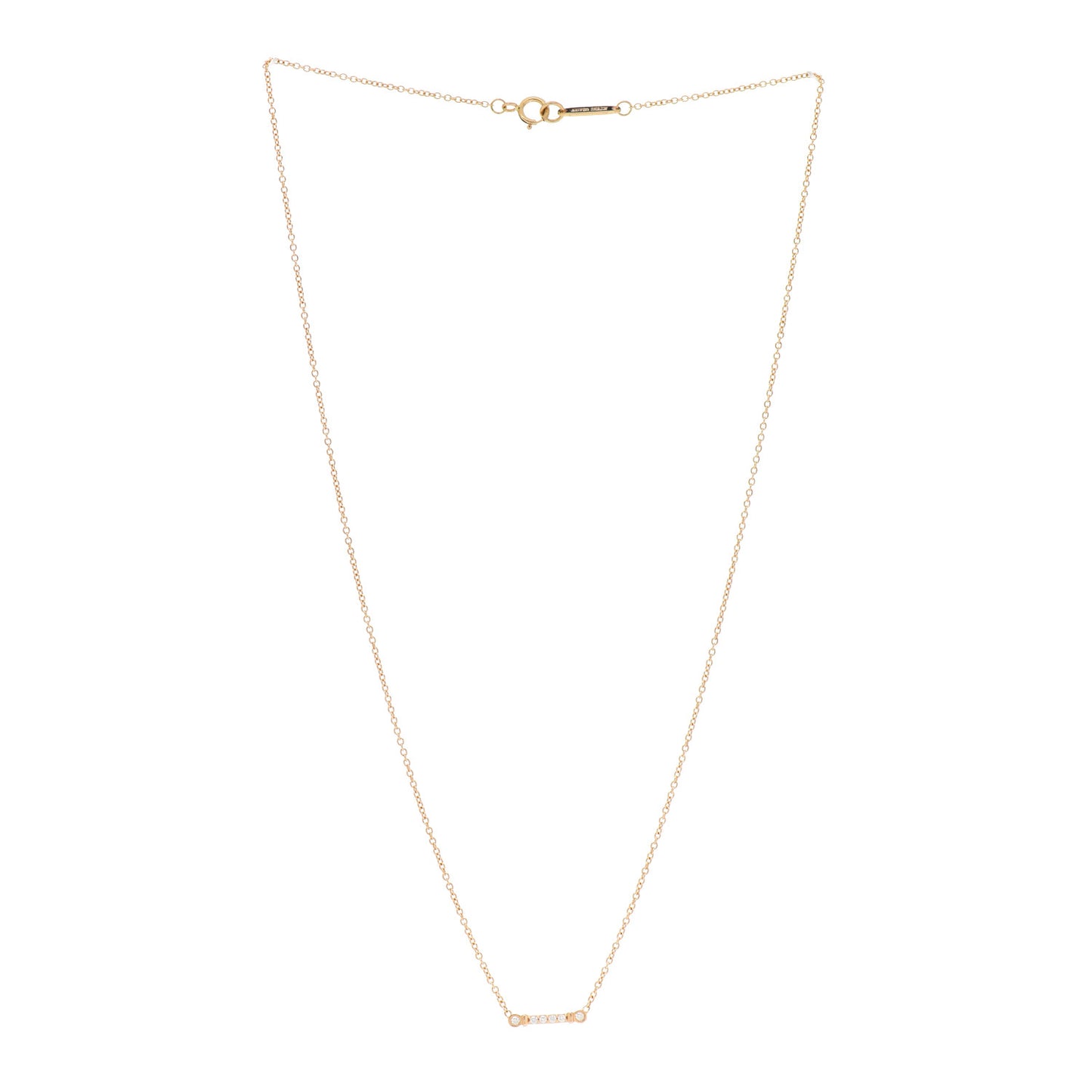 18K Rose Gold Diamond Fleur de Lis Key Bar Pendant Necklace