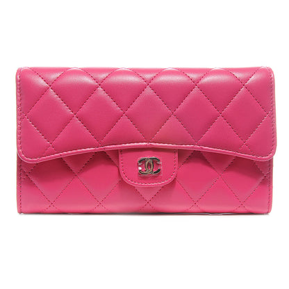 Chanel Lambskin Quilted Large Flap Wallet Fuchsia 1 of 9