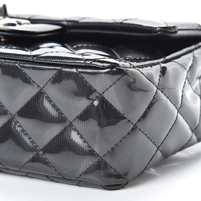 Chanel Striated Patent Calfskin Quilted Mini Rectangular Flap Dark Gray 10 of 10