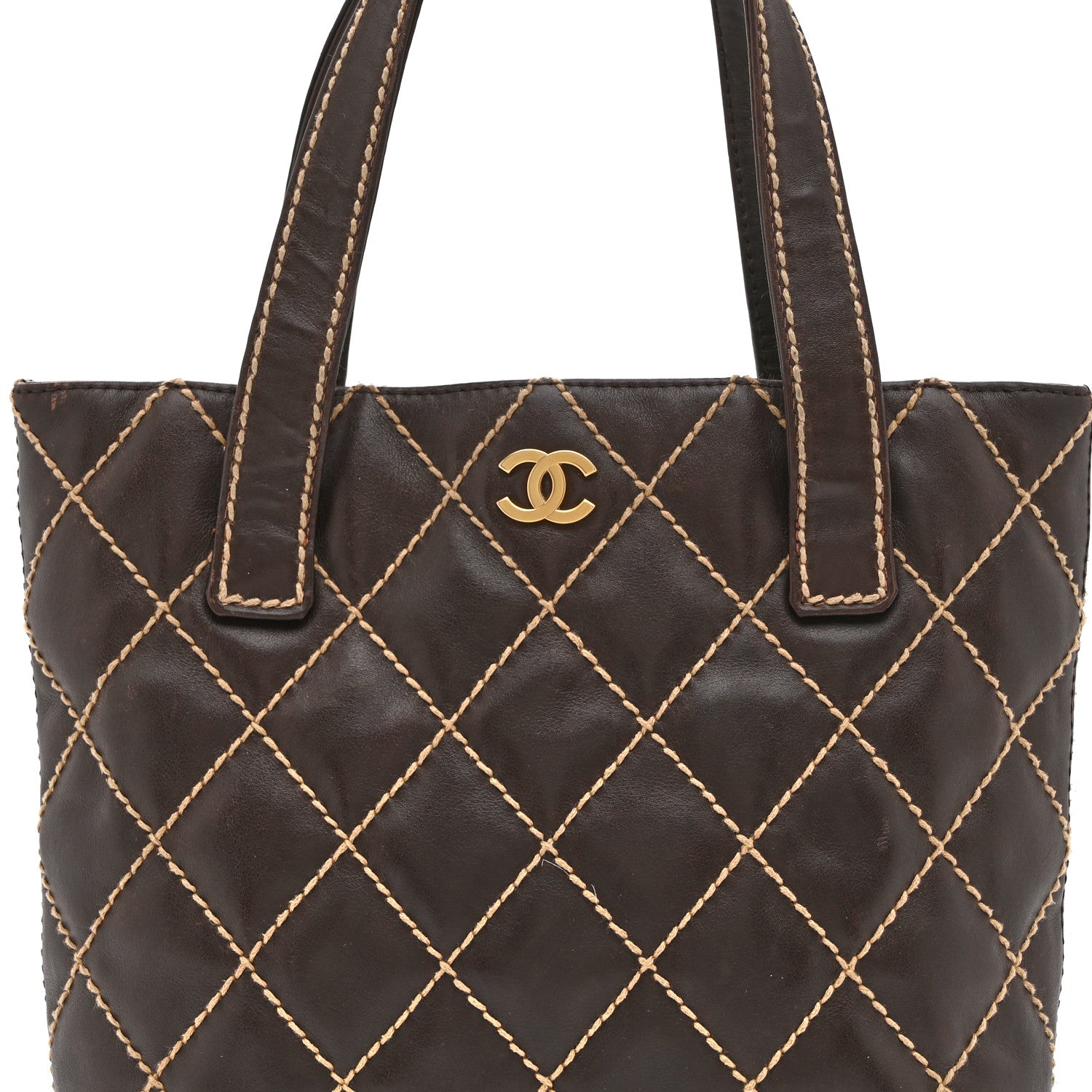 Chanel Calfskin Wild Stitch Tote Brown 8 of 10