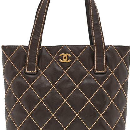 Chanel Calfskin Wild Stitch Tote Brown 8 of 10
