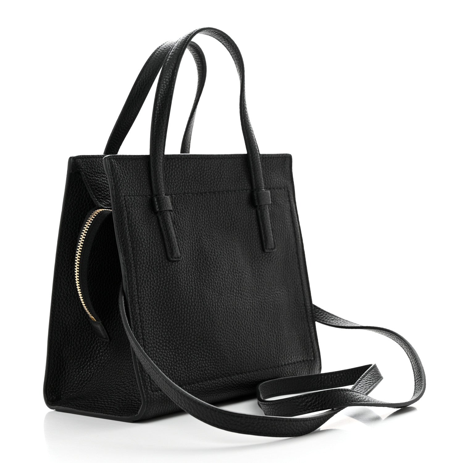 Salvatore Ferragamo Hammered Calfskin Double Handle Small Amy Tote Black 2 of 11