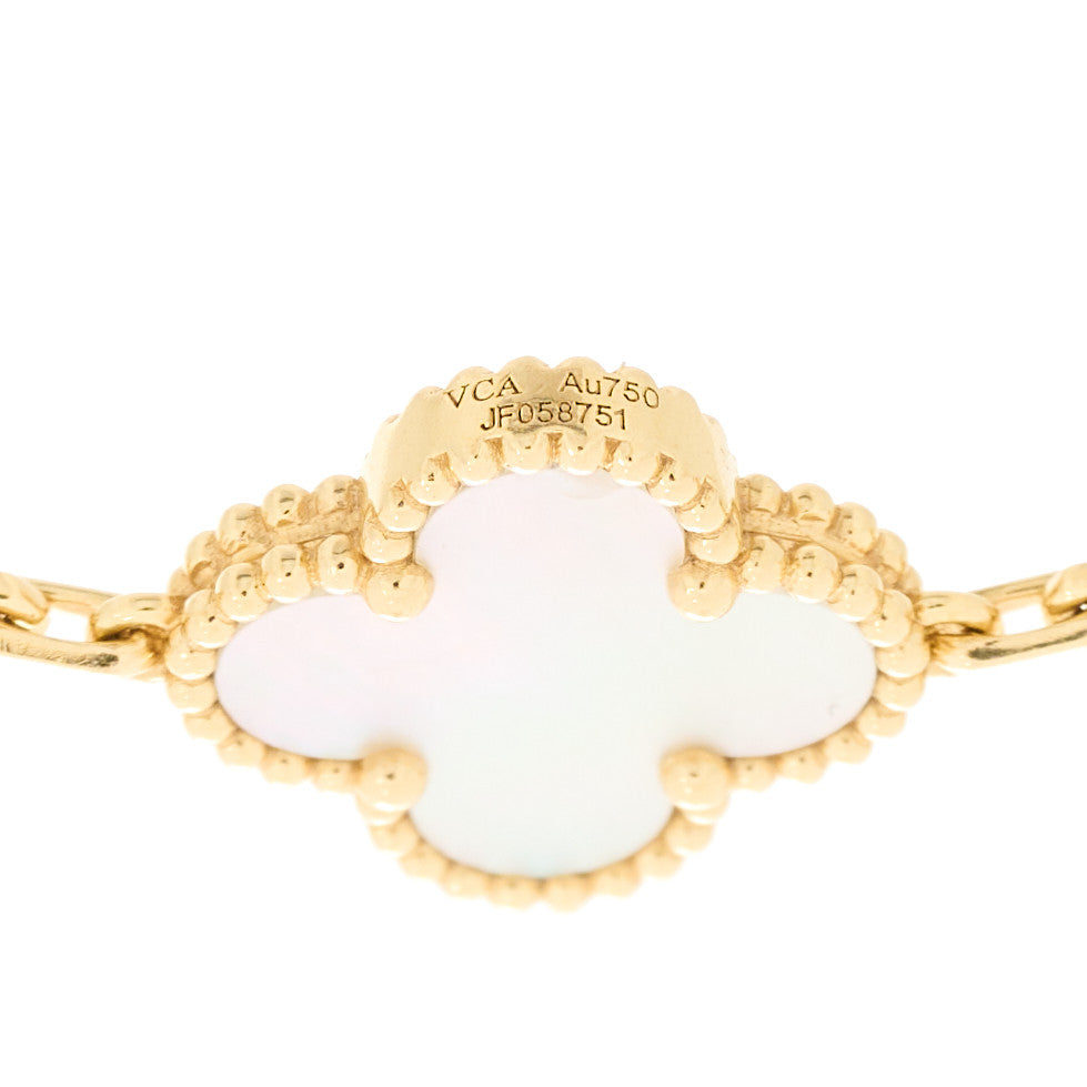 Van Cleef & Arpels 18K Yellow Gold Mother of Pearl 5 Motifs Vintage Alhambra Bracelet 4 of 4