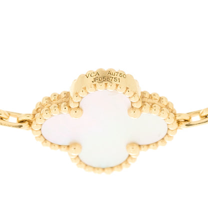 Van Cleef & Arpels 18K Yellow Gold Mother of Pearl 5 Motifs Vintage Alhambra Bracelet 4 of 4