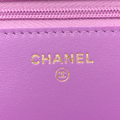 Chanel Patent Calfskin Quilted Wallet On Chain WOC Purple 6 of 12