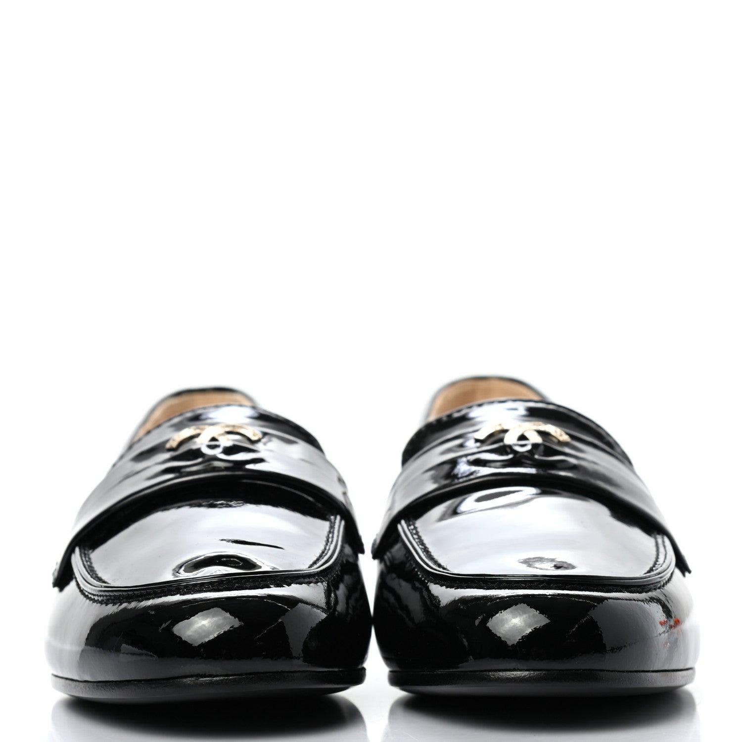 Chanel Patent CC Mocassin Loafers 39.5 Black 2 of 8