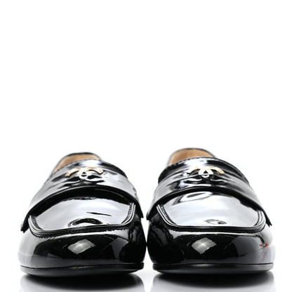 Chanel Patent CC Mocassin Loafers 39.5 Black 2 of 8