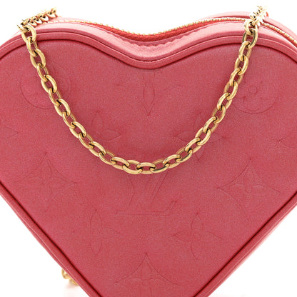 Louis Vuitton Lambskin Embossed Monogram Fall In Love Sac Coeur Heart Chain Bag Lipstick Red 7 of 10