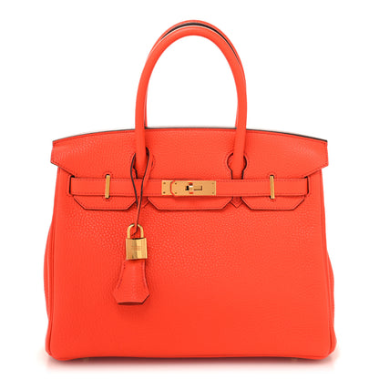 Hermes Taurillon Clemence Birkin 30 Orange Poppy 1 of 12