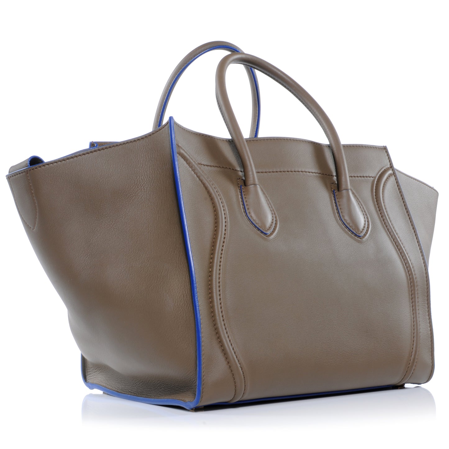 Smooth Calfskin Medium Phantom Luggage Khaki Cobalt Trim