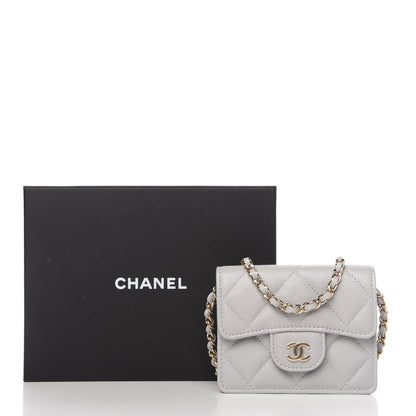 Chanel Caviar Quilted Flap Card Holder On Chain Grey 11 of 11