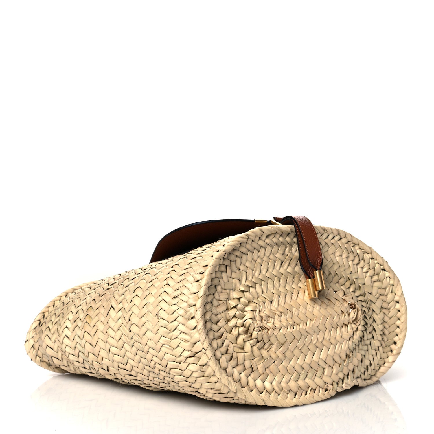 Chloe Raffia Small Grain Calfskin Medium Marcie Basket Tan 4 of 11
