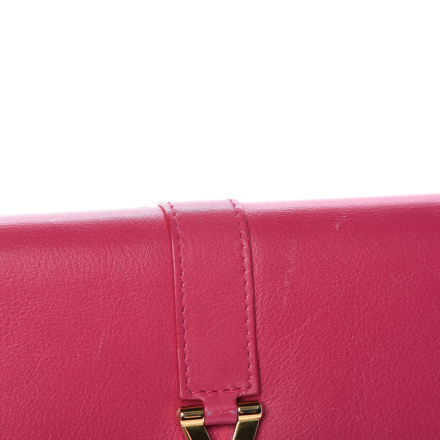 Saint Laurent Calfskin Classic Y Ligne Clutch Fuchsia 8 of 11