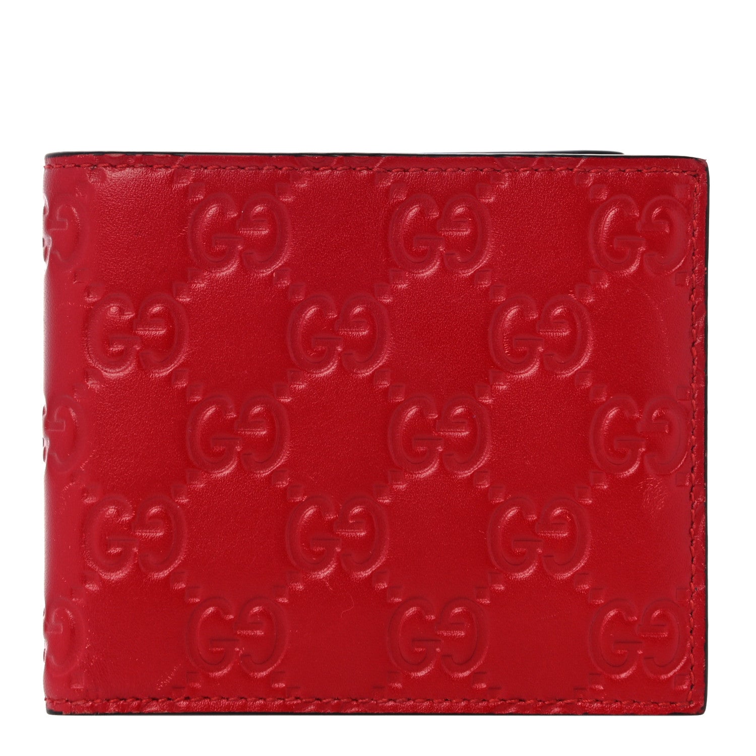 Gucci Guccissima Bi-Fold Wallet Red 1 of 10