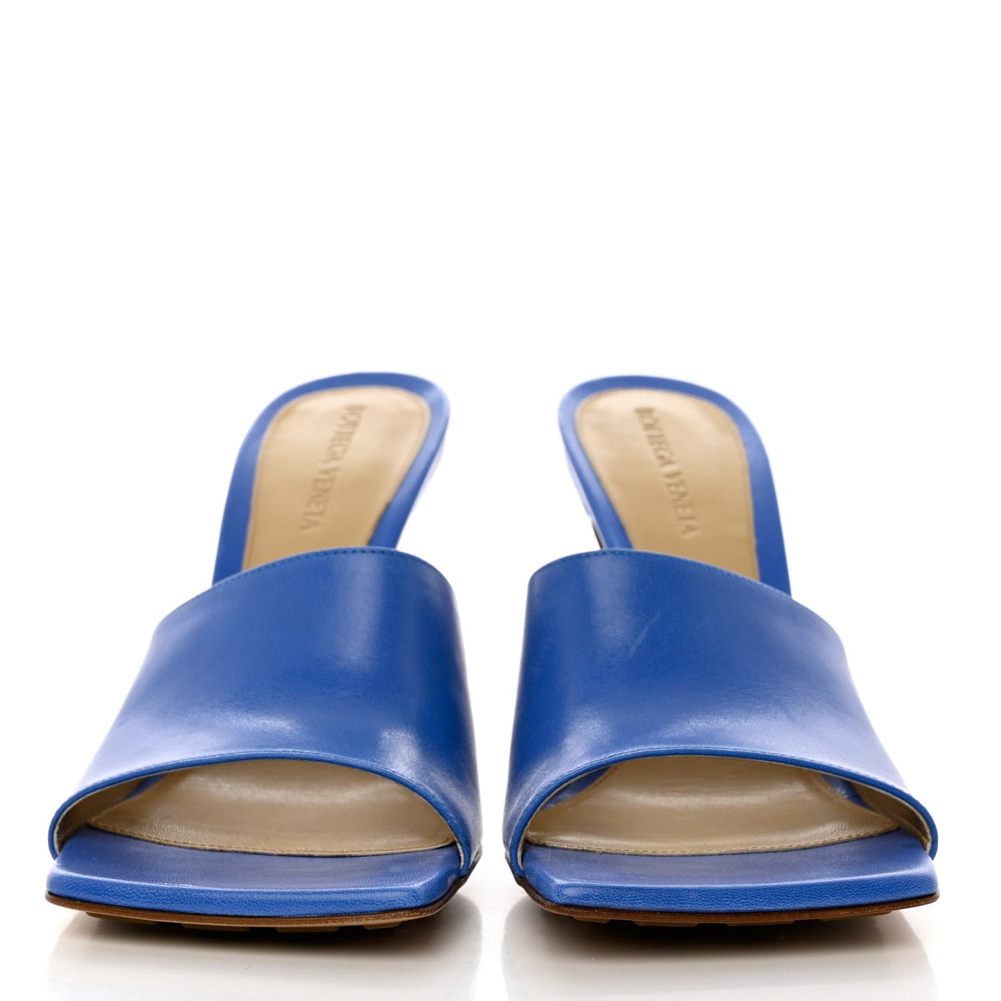 Lambskin Stretch Mule Sandals 39.5 Aquarium