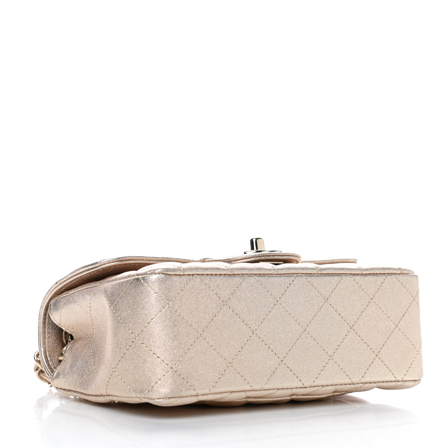 Chanel Metallic Lambskin Quilted Mini Rectangular Flap Gold 3 of 4