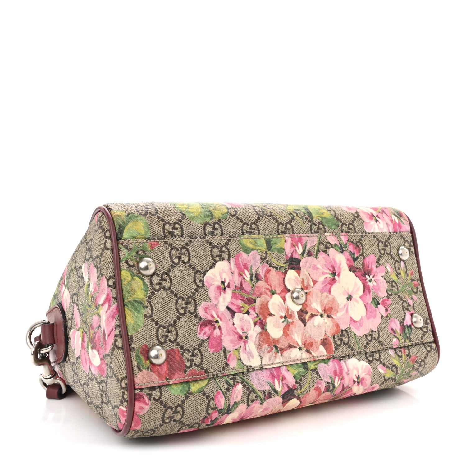 Gucci GG Supreme Monogram Blooms Small Boston Beige Multicolor Dry Rose 4 of 13