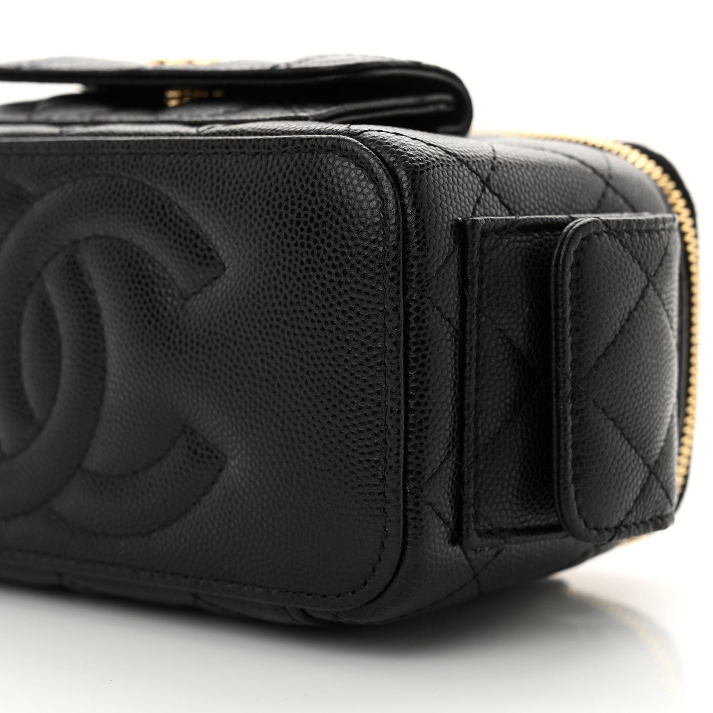 Caviar Quilted Polly Pocket East West Top Vanity With Chain Black