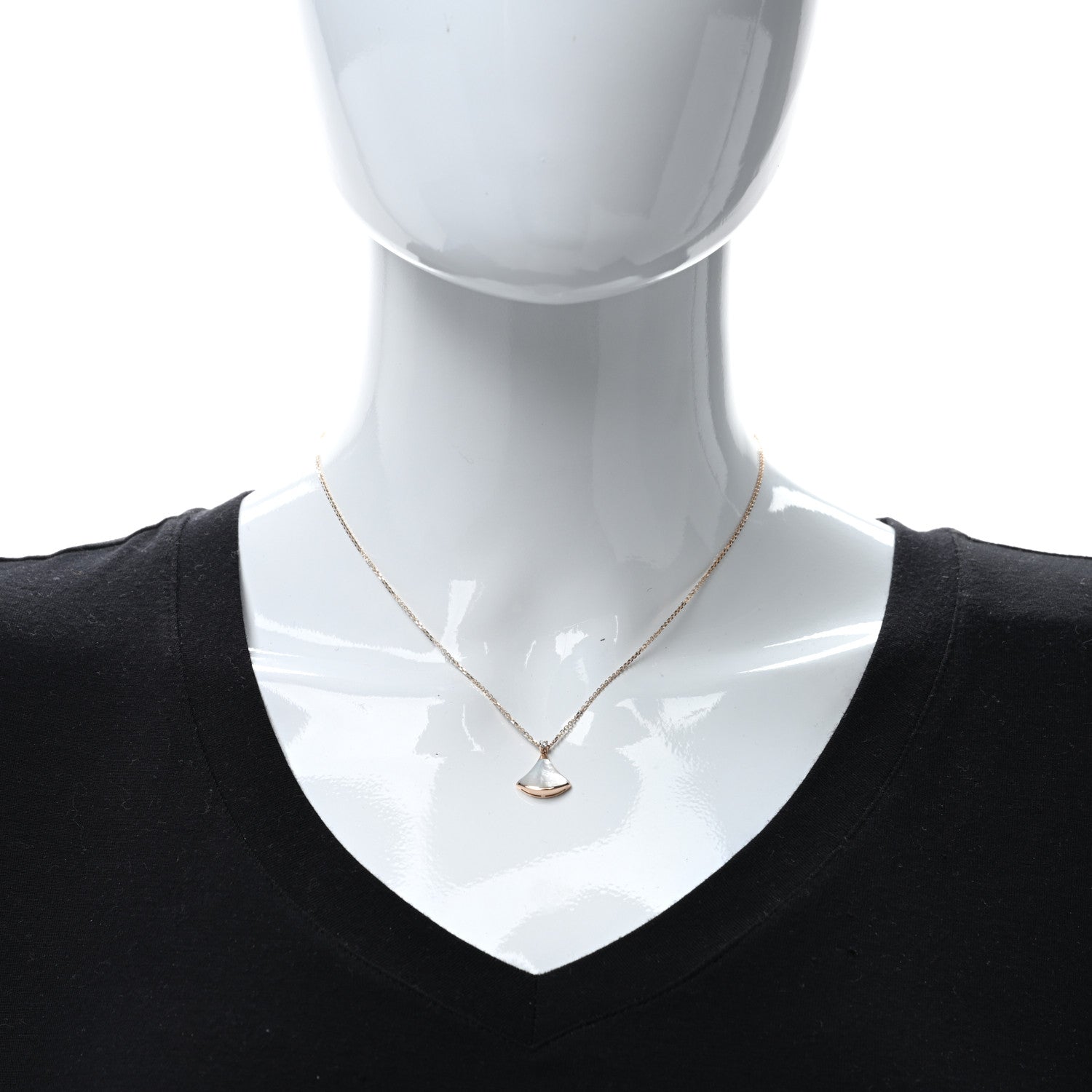 Bulgari 18K Rose Gold Diamond Mother of Pearl Small Divas' Dream Pendant Necklace 3 of 5