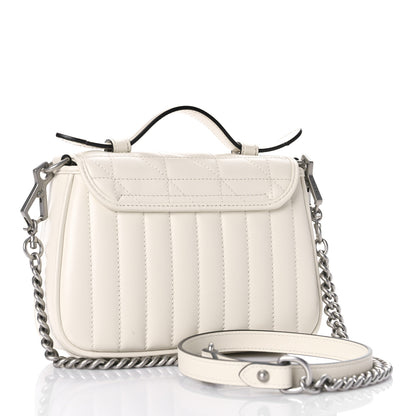 Gucci Calfskin Matelasse Aria Mini GG Marmont Top Handle Shoulder Bag Mystic White 3 of 9