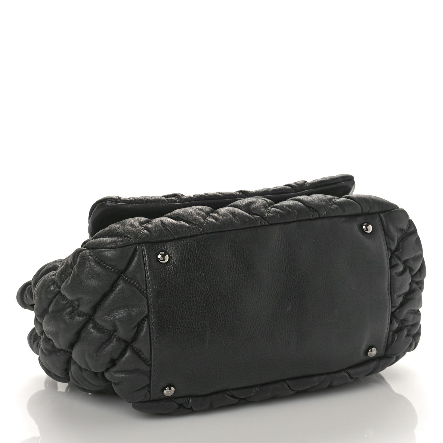 Calfskin Bubble Quilt Accordion Flap Grey