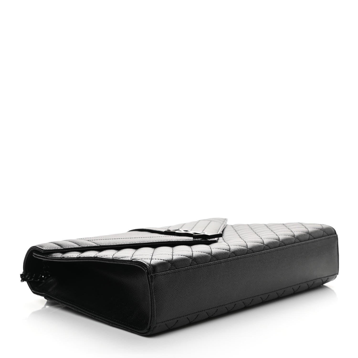 Saint Laurent Grain De Poudre Textured Mixed Matelasse Large Triquilt Monogram Monochrome Satchel Black 4 of 9