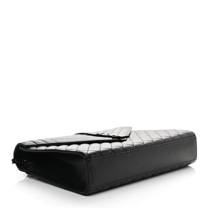 Saint Laurent Grain De Poudre Textured Mixed Matelasse Large Triquilt Monogram Monochrome Satchel Black 4 of 9