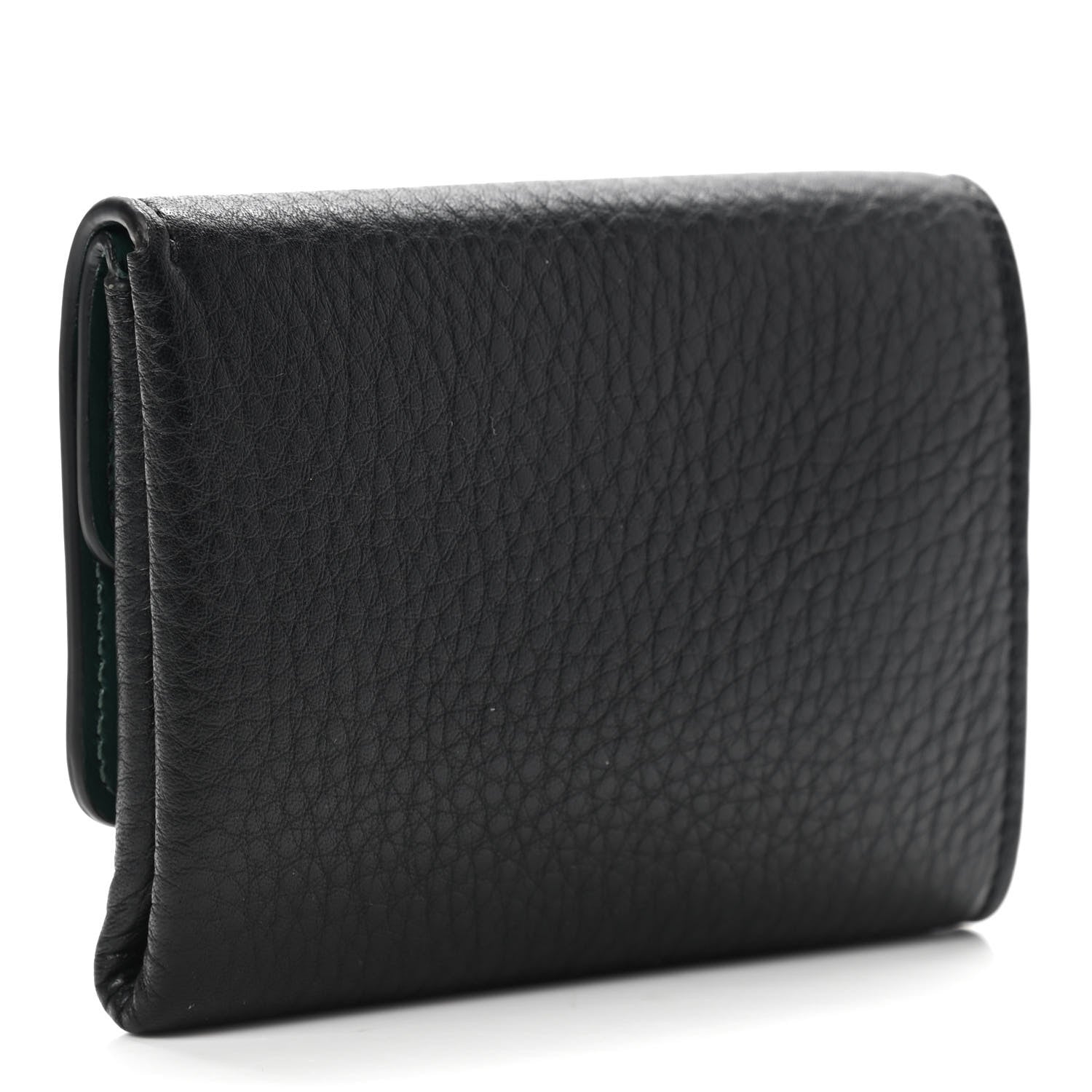 Burberry Grained Calfskin Tri-Fold Compact Wallet Black 3 of 8