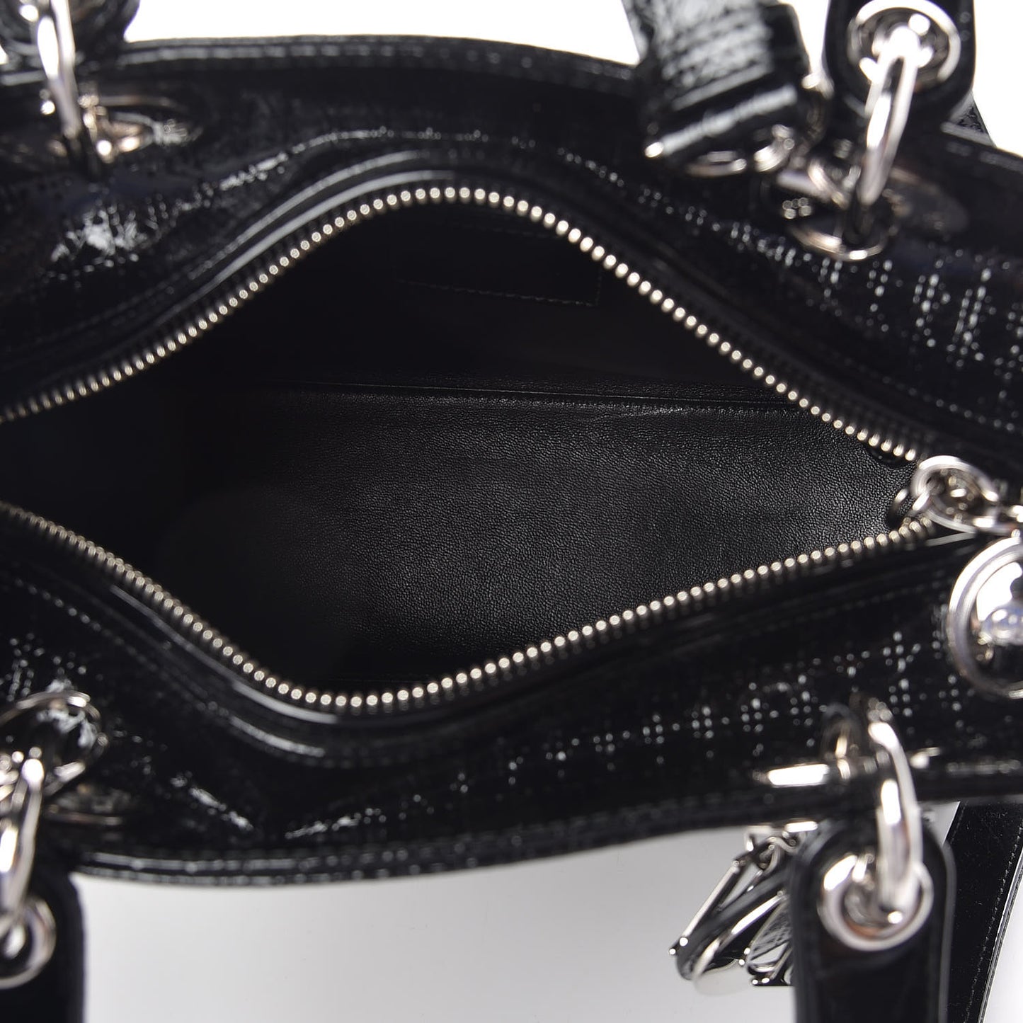 Patent Micro-Cannage Medium Lady Dior Black