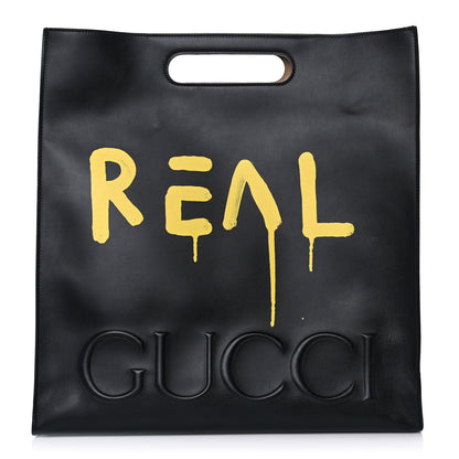 Gucci Calfskin GucciGhost Real Large XL Tote Black Yellow 1 of 9