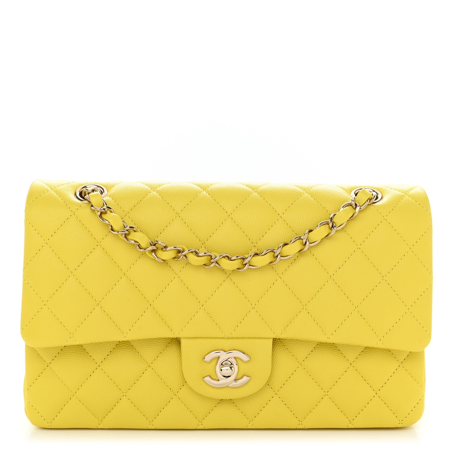 Chanel Caviar Quilted Medium Double Flap Yellow 1 of 11