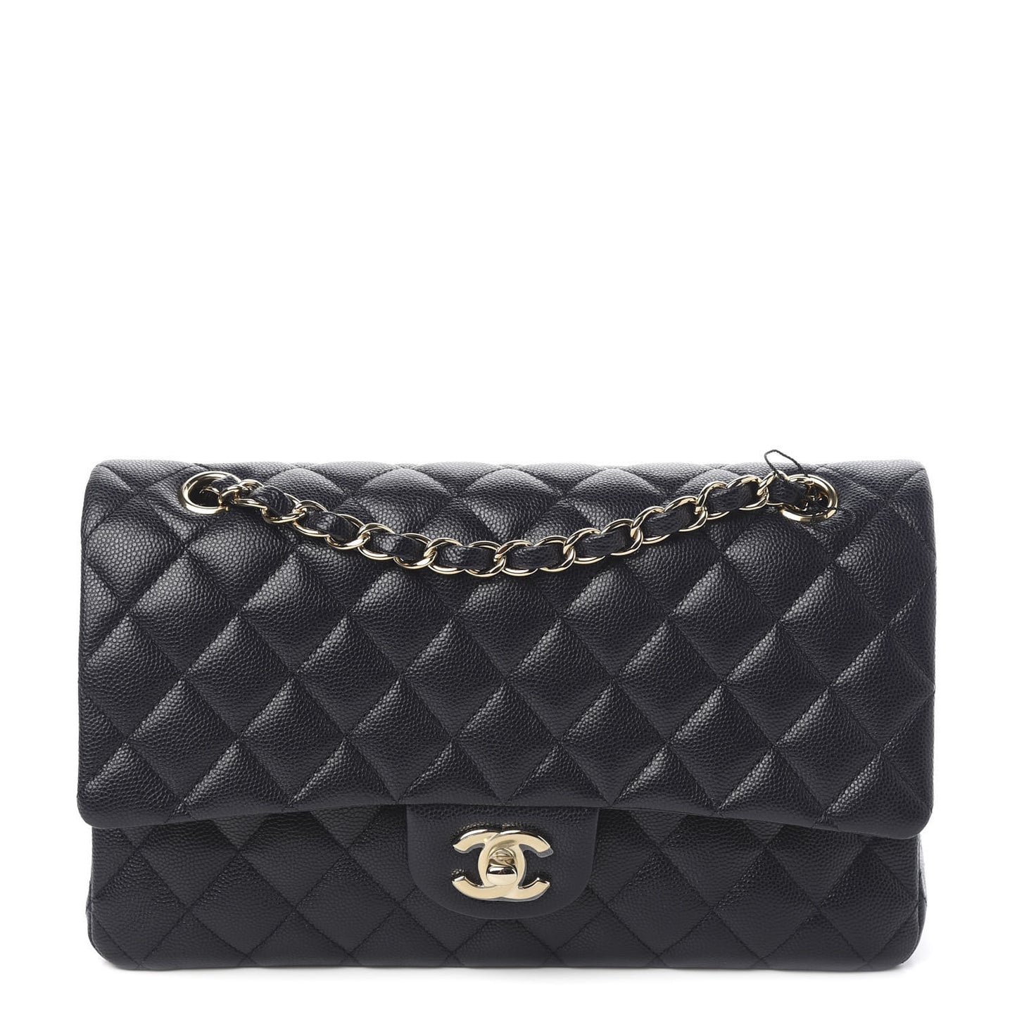 Caviar Quilted Medium Double Flap Navy