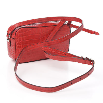Jimmy Choo Calfskin Crocodile Embossed Mini Hale Crossbody Red 2 of 8