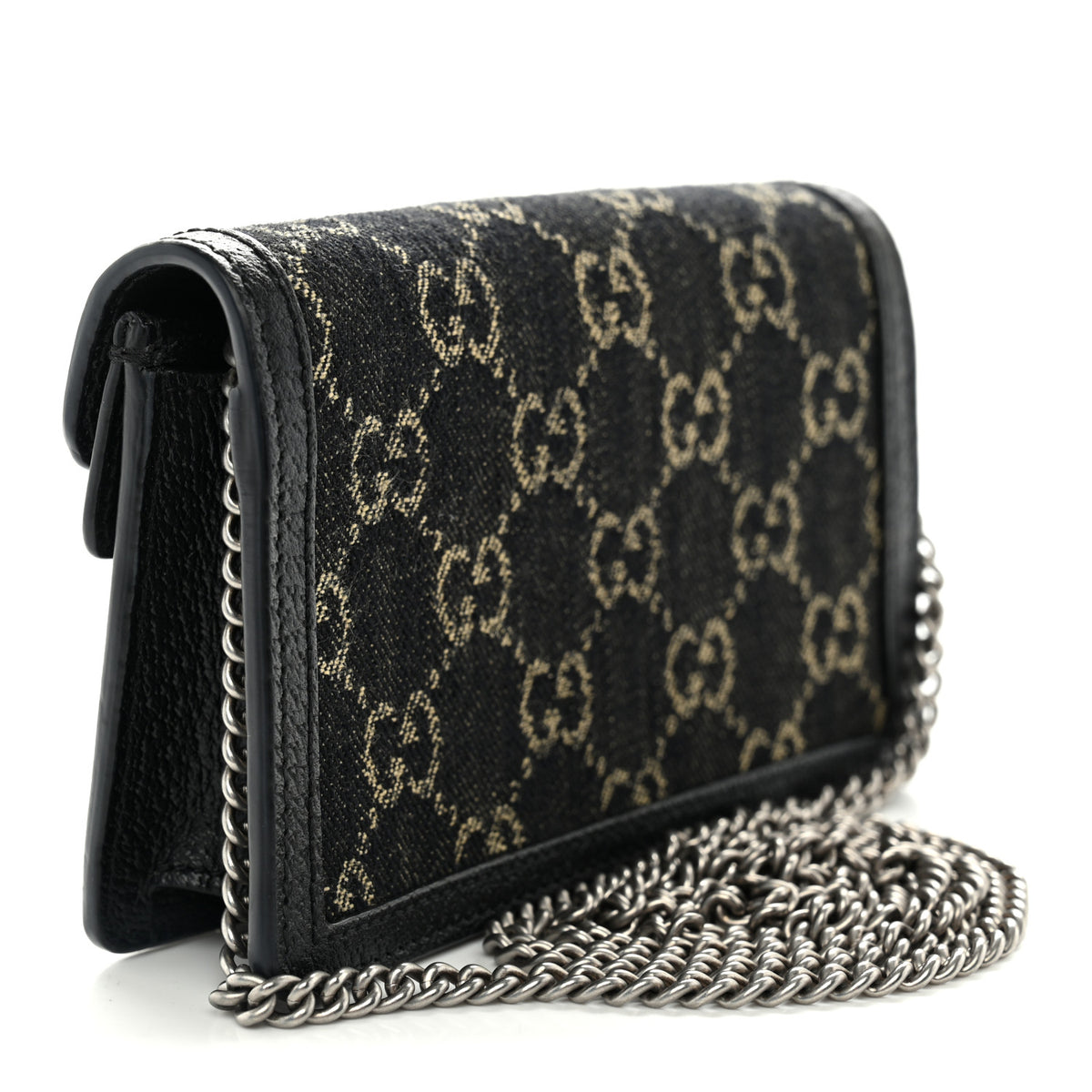 Gucci Jacquard Black Denim GG Monogram Super Mini Dionysus Shoulder Bag Black Ivory 3 of 10