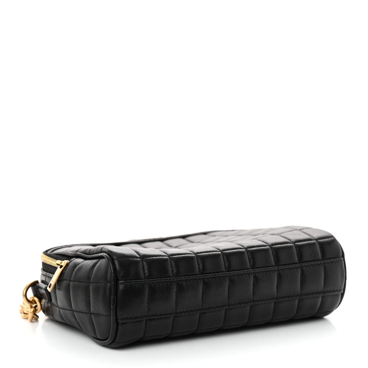 Lambskin Carre Quilted Cassandre Mini Camera Bag Black