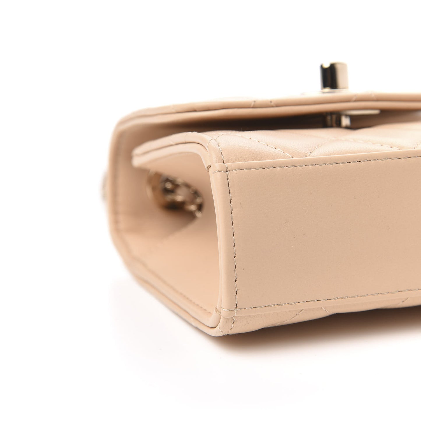 Lambskin Quilted Mini Trendy CC Clutch With Chain Beige