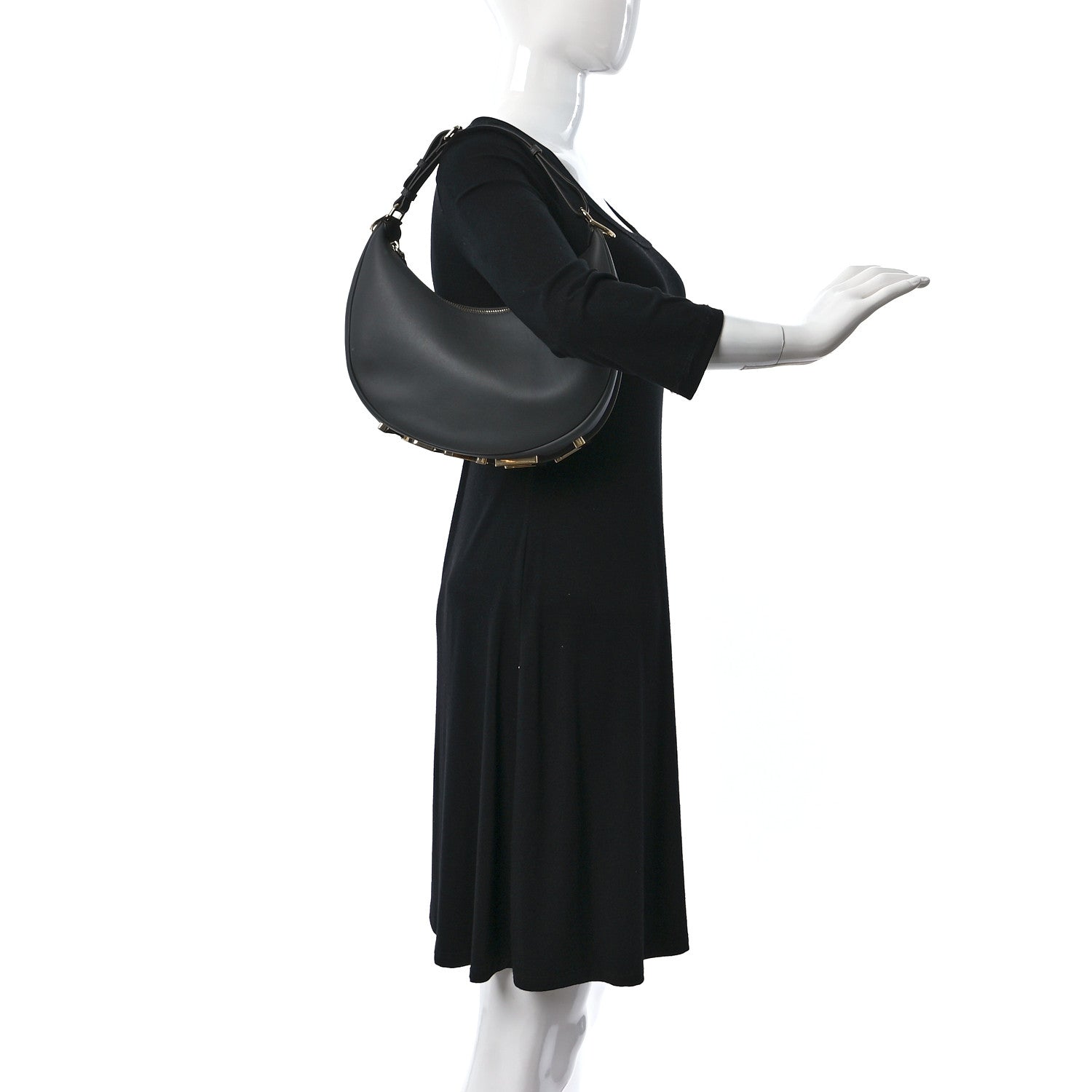 Fendi Vitello Grace Matte Small Fendigraphy Hobo Bag Anthracite 2 of 8