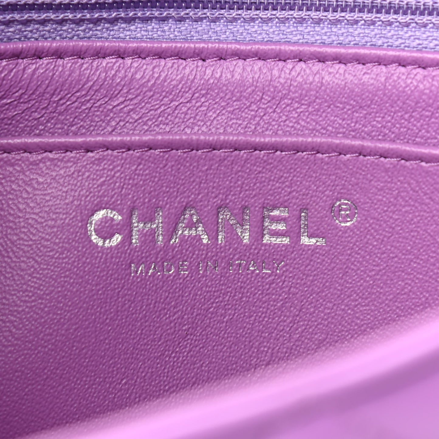 Lambskin Quilted Mini Rectangular Flap Purple
